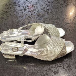 Midnight Velvet Silver Rhinestone Heels for Formal Occasions